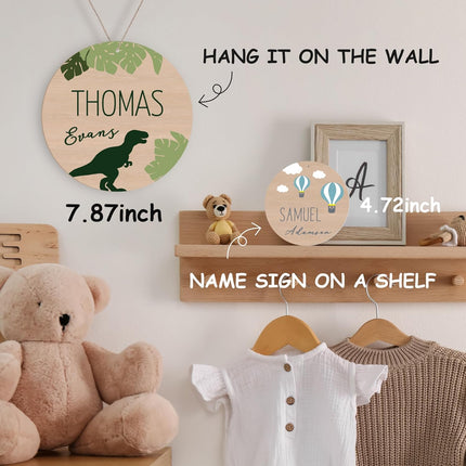 Personalized Newborn Baby Name Sign for Hospital, Baby Name Sign for Nursery, Birth Announcement - Hello World Arrival Sign - Available in 5 and 8 Inches (Customizable, Blue Balloon)