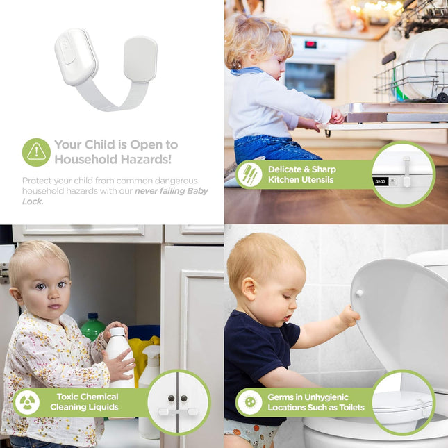Baby Locks (8-Pack) Child Safety Cabinet Proofing - Safe Quick and Easy 3M Adhesive Cabinet Drawer Door - photo 2