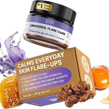 MyMagicHealer Universal Flare Care – Multi-Purpose Solution | Skin Flare-Ups - Hidradenitis Suppurativa, Folliculitis, Boils, Cysts | Anti-Chafing | Irritated Skin Relief w/Propolis & Egg Yolk 1 oz