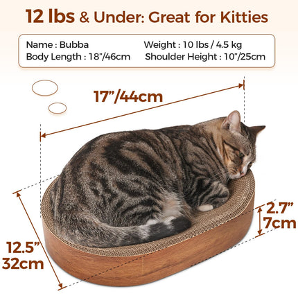 Cat Scratcher Bed, Oval Cardboard Scratching Board for Indoor Cats