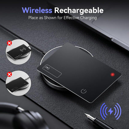 Wallet Tracker Card (iOS only), 0.07in Slim Tracking Card, IP68 Waterproof Bluetooth Tracker Compatible with Apple Find My, Wireless Charging Item Locator for Purse, Passports
