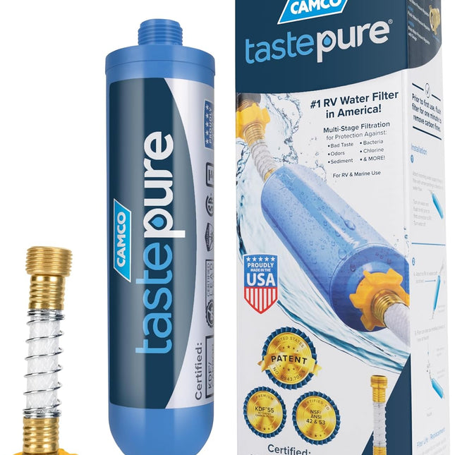 RV Inline Water Filter with Flexible Hose Protector