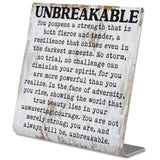Unbreakable Inspirational Desk Sign Resilience & Strength Quote Decor