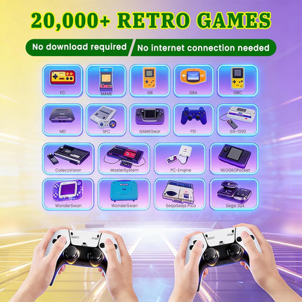 Upgraded Video Game Stick 2026 Retro Gaming Console Built-in 23 Emulators, 20000+ Game System with 4K HDMI Output, Plug & Play Gamestick with 2 Wireless Controllers