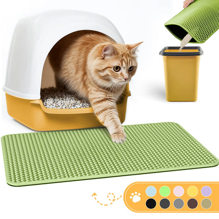 Cat Litter Mat, 23.2 x 14.6 in, Waterproof, Non-Slip, Grey