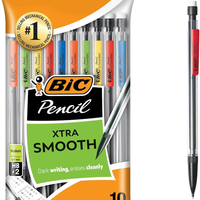 SourceToHome FuenteACasa BIC Xtra-Smooth Mechanical Pencils with Erasers, Medium Point (0.7mm) — Home & Lifestyle