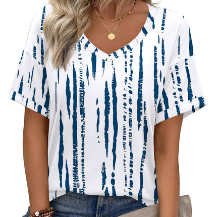 Blusas de verano para mujer, manga corta, casuales para trabajo, camiseta con cuello V de moda