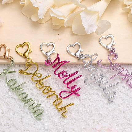 Personalized Name Keychain, Custom Name Key chain with Heart Clasp,Bag Charm for Purse Handbags Backpack, Ideal Gift for Women, Kids, Couples, Bridesmaids for Birthday, Mother’s Day & Graduation