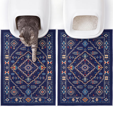Cat Litter Mat, 2 Pack 33" x 22" Machine Washable for Litter Boxes