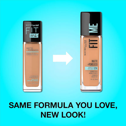 Maybelline Fit Me Matte + Poreless Liquid Oil-Free Foundation Makeup, Fair Porcelain, 1 Count (Packaging May Vary)