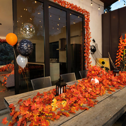 Paquete de 12 guirnaldas de hojas de otoño, enredaderas colgantes de hojas de arce artificiales de otoño, decoración de Acción de Gracias para hogar, boda, chimenea y fiesta