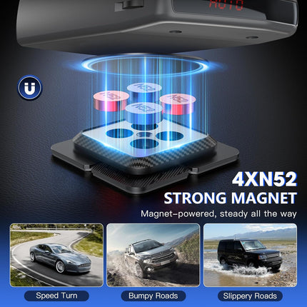 Upgraded Magnetic Radar Detector Mount with N52 Strong Magnets, Radar Detector Dash Mount for Uniden, Cobra, Escort, Valentine One, and Other Radar Detectors, Unobstructed View, Shockproof and Stable