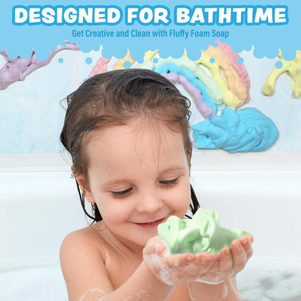 Fluffy Foam Soap, Variety 6 Pack | Shape, Mold & Create Bath Art with Soft Bath Foam for Kids | Gentle - photo 2