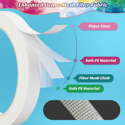 2 Rolls Double Sided Fabric Tape, Extra Strong Hem Tape No Sew No Iron, Fabric Adhesive Tape for Quick Clothing Hemming, Repairs & DIY Crafts (0.3inch x 40ft + 0.5inch x 40ft)