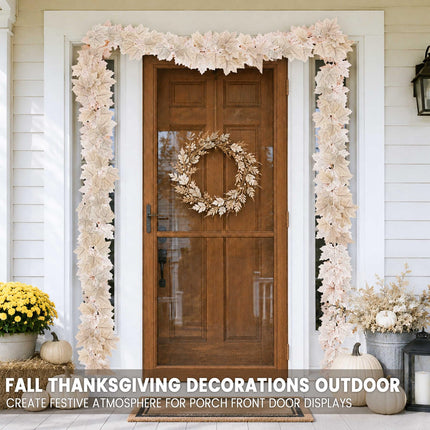Thanksgiving Decorations 2 Pack Fall Garland with Lights Battery Operated