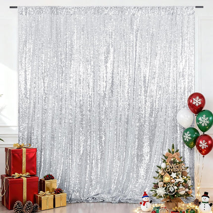 Eternal Beauty Silver Sequin Backdrop, 6x6 Ft Glitter Background Curtains for Shimmer Photography Party Wedding Birthday Back Drop Decor