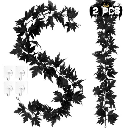 2Pack 11.8FT Fall Garland for Mantle Indoor Outdoor Thanksgiving Decor