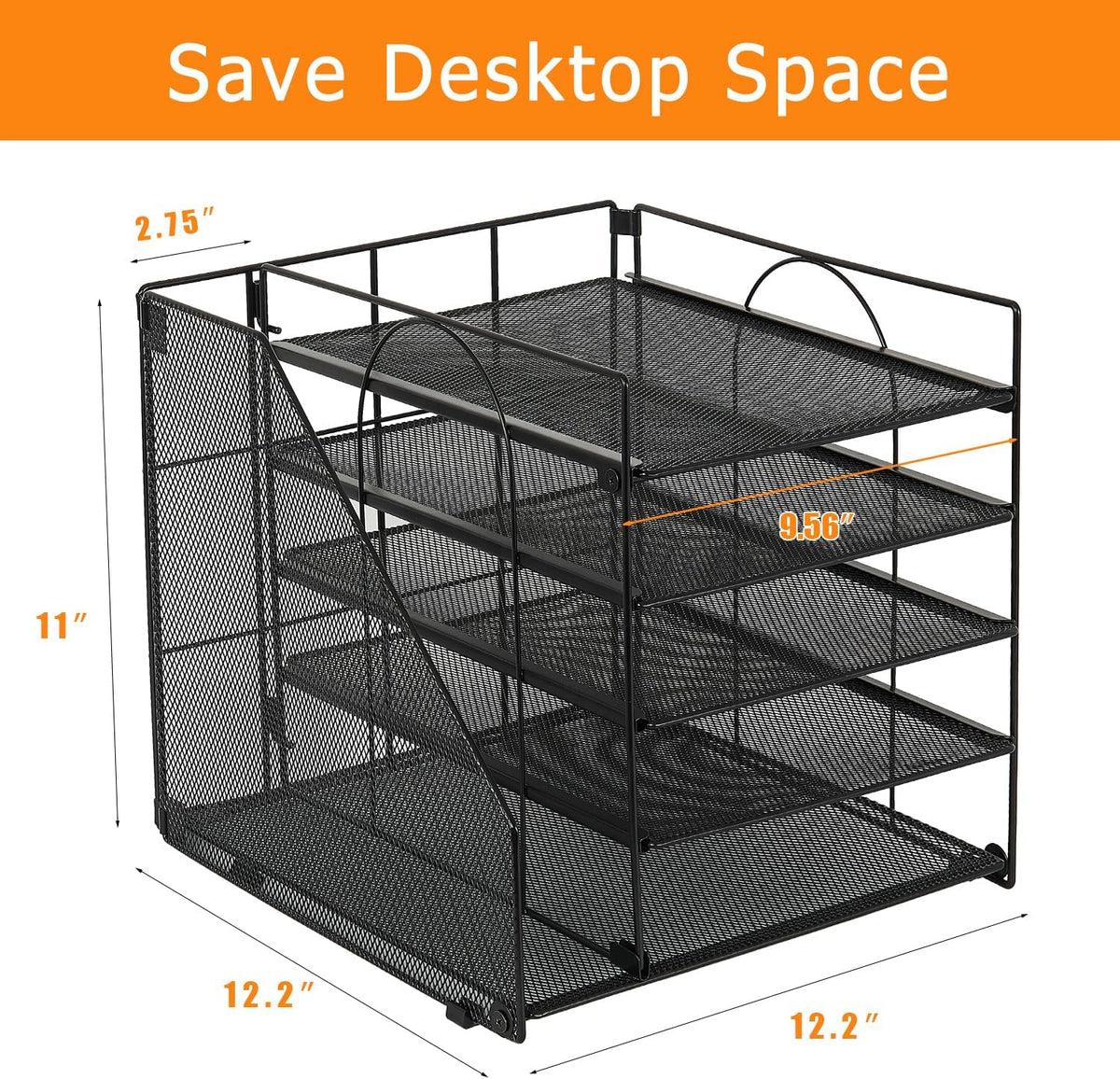 5-Tier Black Desk Organizer with Paper Letter Tray and File Holder - photo 4