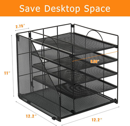 5-Tier Black Desk Organizer with Paper Letter Tray and File Holder - photo 4