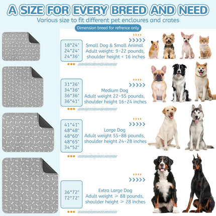 Washable Pee Pads for Dogs, 2 Pack Reusable Puppy Pads, 18"x24"