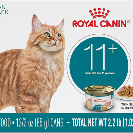 Royal Canin Feline Health Nutrition Aging 11+ Wet Cat Food for Seniors, Thin Slices in Gravy for Cats Over 11 Years, Supports Optimal Health & Vitality, 3 oz can, case of 12