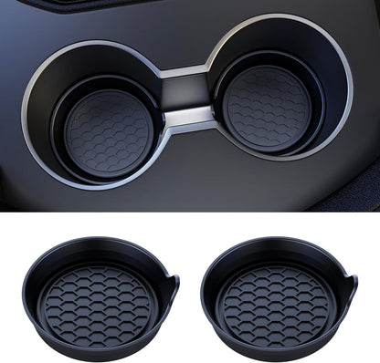 Universal Waterproof Non-Slip Car Cup Coasters, 2 Pack Black