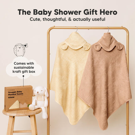 2-Pack Hooded Baby Towels for Newborn, Kids, Almond, 35x35