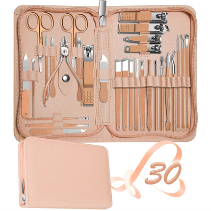 Manicure Set 30 in 1 Nail Clipper set, nail clippers, fingernail & toenail clippers, Manicure Tools, pedicure tools, Suitable for Travel Manicure Kit, Nail Set Kit With Everything