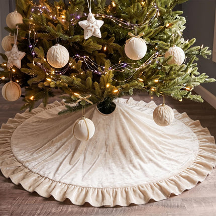 Falda de árbol de Navidad de terciopelo, 48 Inches, estilo moño, verde salvia