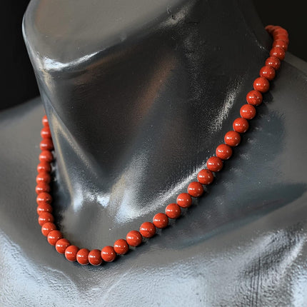 Natural Gemstone Beaded Choker Necklace | 8mm Handmade Adjustable Jewelry for Men & Women | Chakra Balancing Crystal Necklace | Spiritual Gift | Macrame Cord with Extender