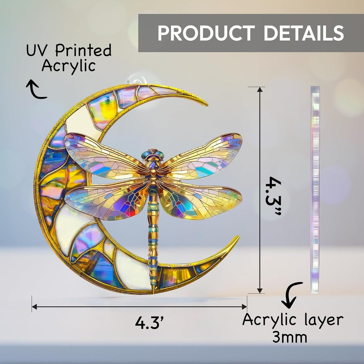 Dragonfly Gifts for Women, Dragonflies Decor Suncatcher Effect, Dragon Fly Stained Glass Effect - photo 4