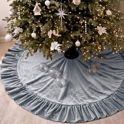 Falda de árbol de Navidad de terciopelo, 48 Inches, estilo moño, verde salvia
