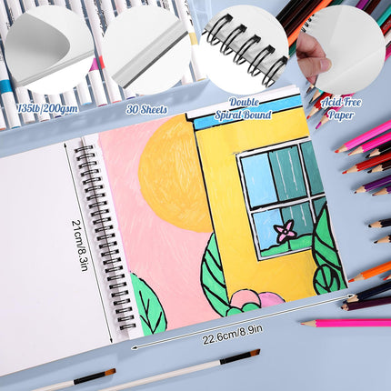 8.3 × 8.9In Marker Sketchbook, 200gsm Double-Sided Bleedproof Marker Paper