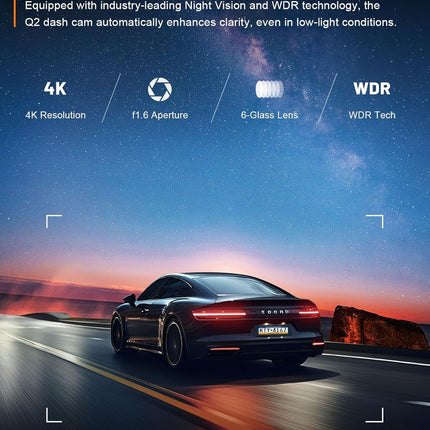 galphi 4K Dash Cam Front, Built-in 5G WiFi, 64GB Card Included, Dash Camera for Cars, Mini Dashcam with Super Night Vision, Loop Recording, G-Sensor, 24 Hours Parking Monitor, Support 256GB Max
