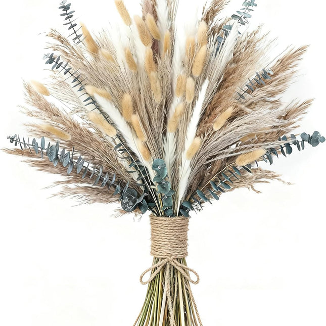 120 PCS Dried Pampas Grass, Dried Flowers, Reed Grass Bouquet for Bohemian Flowers Home Table Wedding Decoration