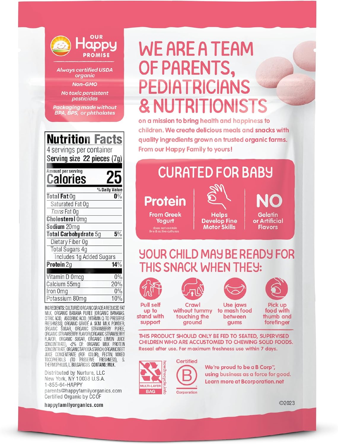 Organic Greek Yogurt & Fruit Baby Snack Drops, Strawberry & Banana, 1 oz - photo 2