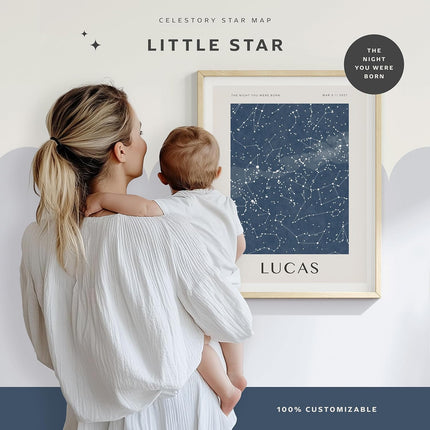 CELESTORY Baby Boy Star Map The Night You Were Born Handmade Star Nursery Decor Keepsake Twinkle Twinkle Little Star Name Sign For Nursery Personalized Baby Boy Gifts Constellation Map - Ocean Star Map Print