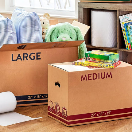 Large Moving Boxes (10 Pack) - 27x15x17 Inches Heavy Duty Packing & Shipping Boxes for Moving, Storage | Medium to Large Items, Clothes, Decorations | Easy Assemble Cardboard Box | 32 ECT Kraft Brown