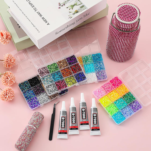 32000Pcs Resin Flatback Rhinestones for Bedazzling Kit with 4 Pcs B7000