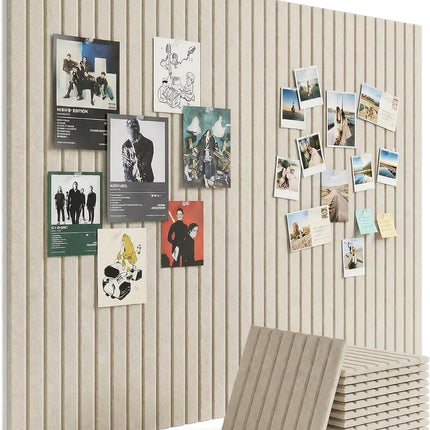 Aothia Large Felt Bulletin Board 48" x 36" Cork Board Alternative - 12-Pack with 70 Safe Removable Adhesive Tabs, Cork Boards for Walls, Cork Board for Home Office Classroom Pin Board (Oatmeal)