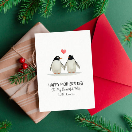 Mothers Day Card for Wife – Happy Mother’s Day To My Beautiful Wife – Romantic Card from Husband – 5x7 Folded Greeting Card with Red Envelope - Mom Gifts from Husband