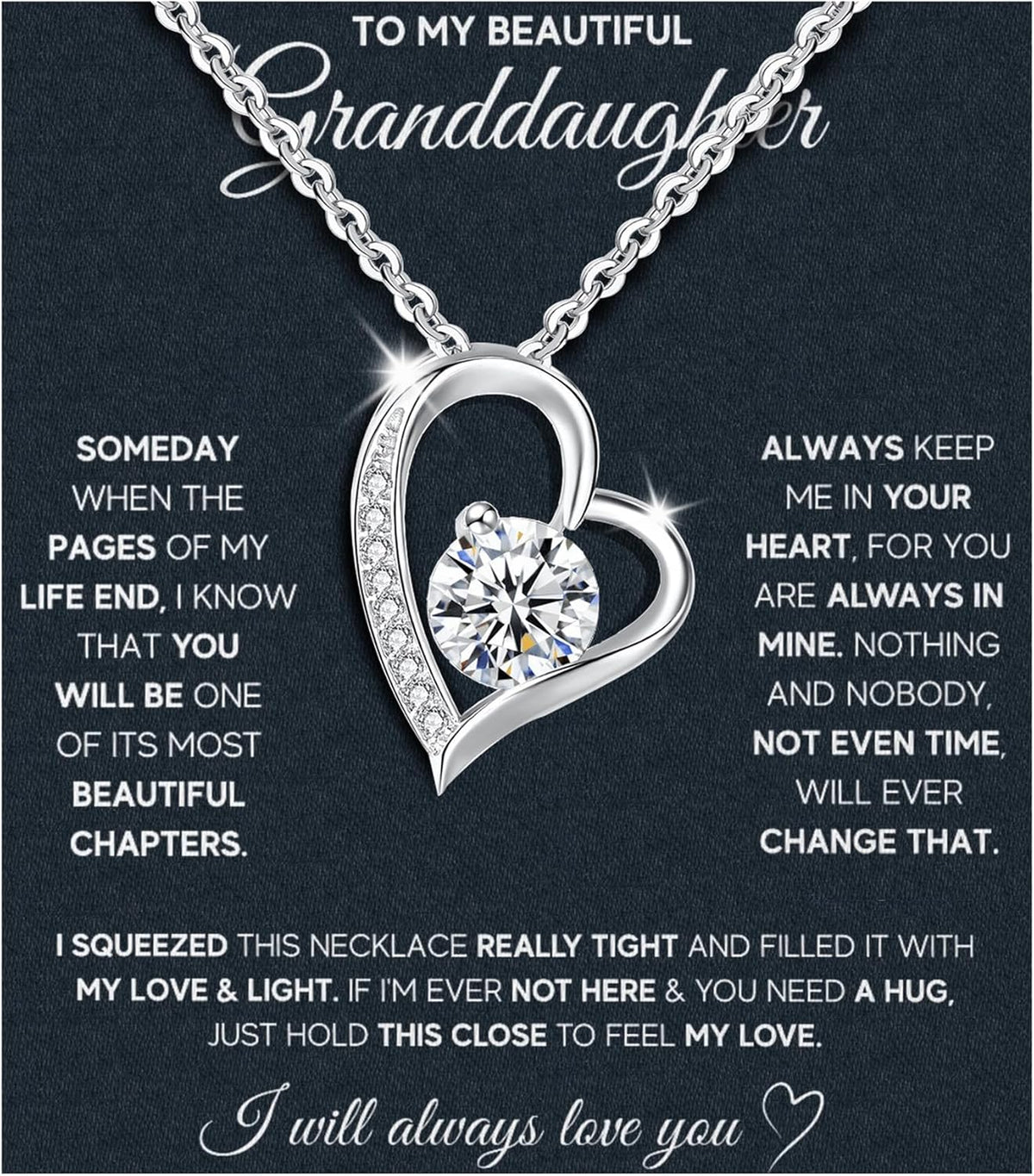 Granddaughter Necklace Granddaughter Gifts From Grandma Grandpa To My Granddaughter Necklace Christmas Graduation Birthday Gifts With Message Card & LED Box