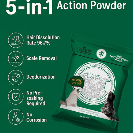 Pet Hair Dissolver for Washing Machine, Pet Hair Remover for Laundry, 96.7% Dissolution Rate, Dog Hair Remover, Cat Hair Remover, Up to 12 Months of Use, HE/Top/Front-Load Compatible, Septic Safe