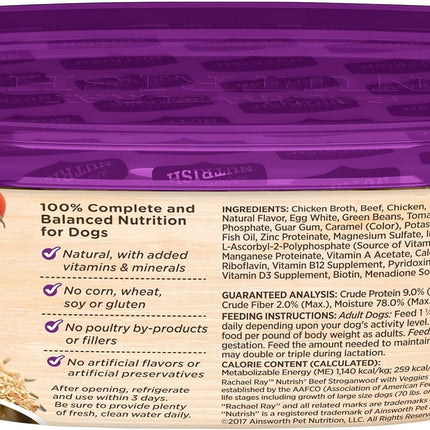 Nutrish Wet Dog Food Tubs, Beef Stroganwoof Recipe, 8 Ounce Tub (Pack of 8) (Rachael Ray)