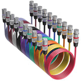 10 Pack XLR Cable 15ft Multicolor Male to Female Microphone Audio Cables