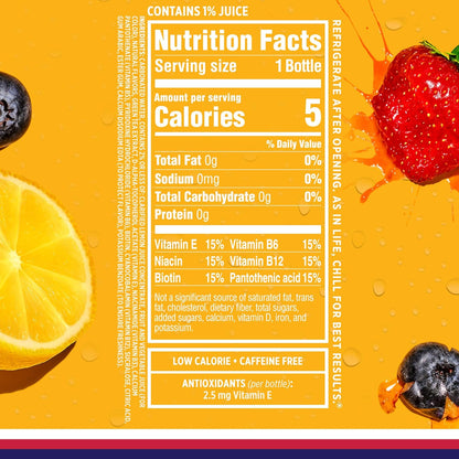 Berry Lemonade Sparkling Water, Zero Sugar Flavored Water, with Vitamins and Antioxidants, Low Calorie - photo 2