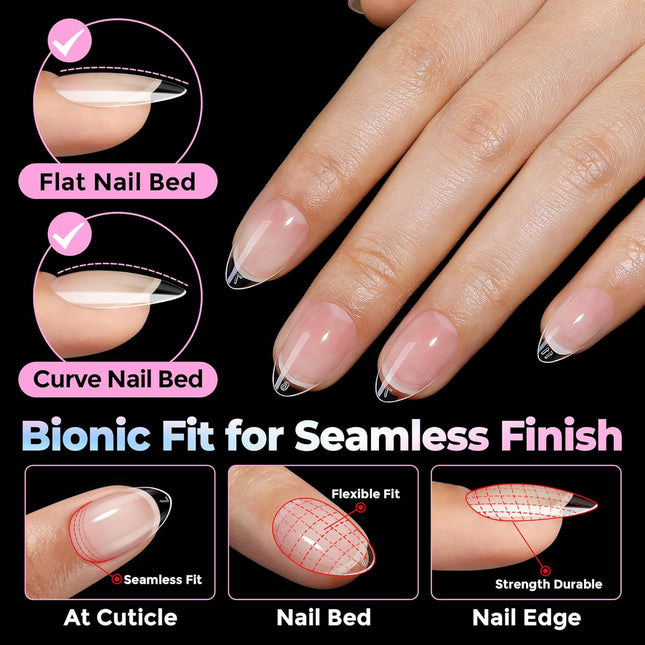 Short Almond Nail Tips 15 Sizes 300PCS Pre-Etched Soft Gel Clear Nail Tips Easy DIY Salon Short Almond - photo 2