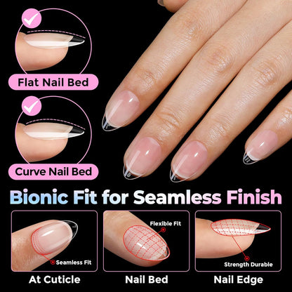 Short Almond Nail Tips 15 Sizes 300PCS Pre-Etched Soft Gel Clear Nail Tips Easy DIY Salon Short Almond - photo 2
