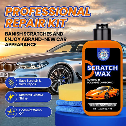 Car Scratch Remover Removes Scratches Swirls And Scuffs With Wax Rubbing Compound With Buffer Pad And Microfiber Towel For Cars Motorcycles SUVs Trucks For Car Owners 3.4 Ounces