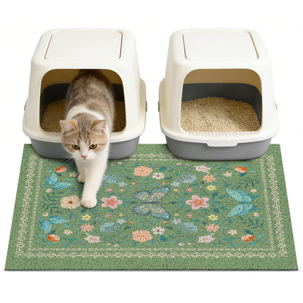 24"x15" Cat Litter Mat Non-Slip Washable Litter Box Mat
